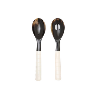 Halette Mixed Black Natural 2-Piece Serving Spoon Set