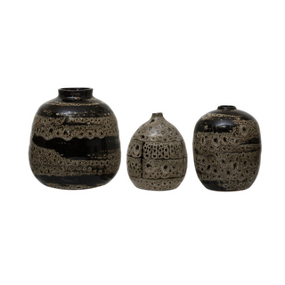 Terracotta Vase w/ Glaze, Brow, Large